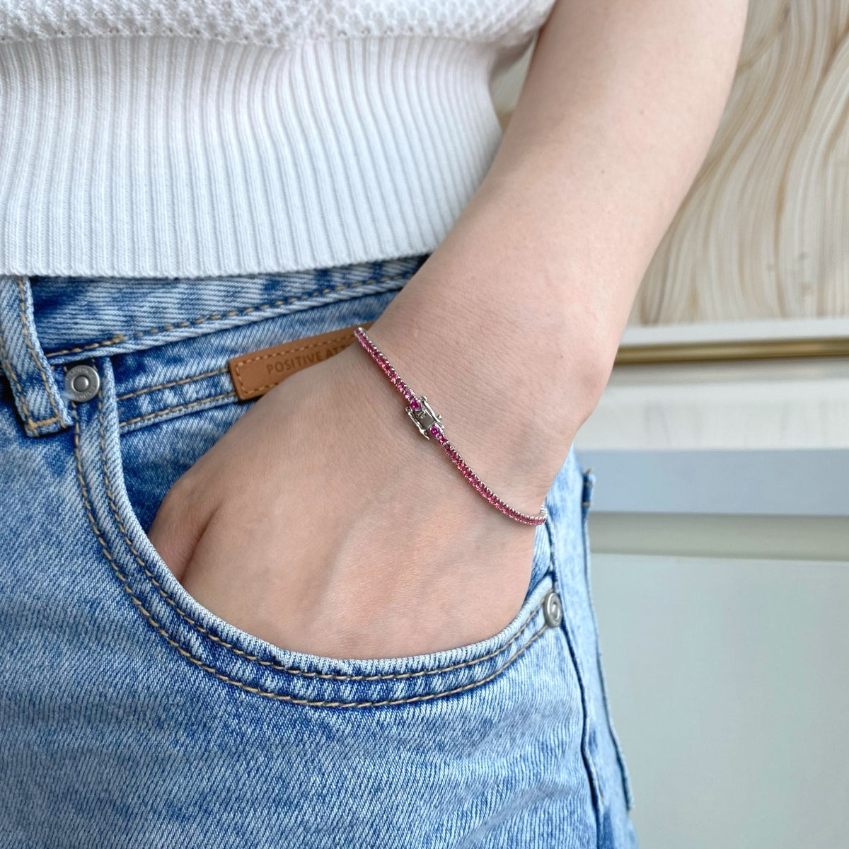 Angela Jewelry]Dazzling Colorful Round Cut Daily Bracelet