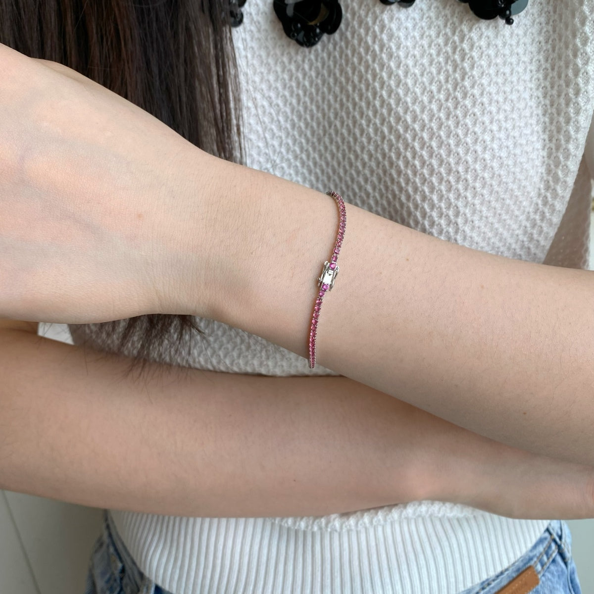 Angela Jewelry]Dazzling Colorful Round Cut Daily Bracelet