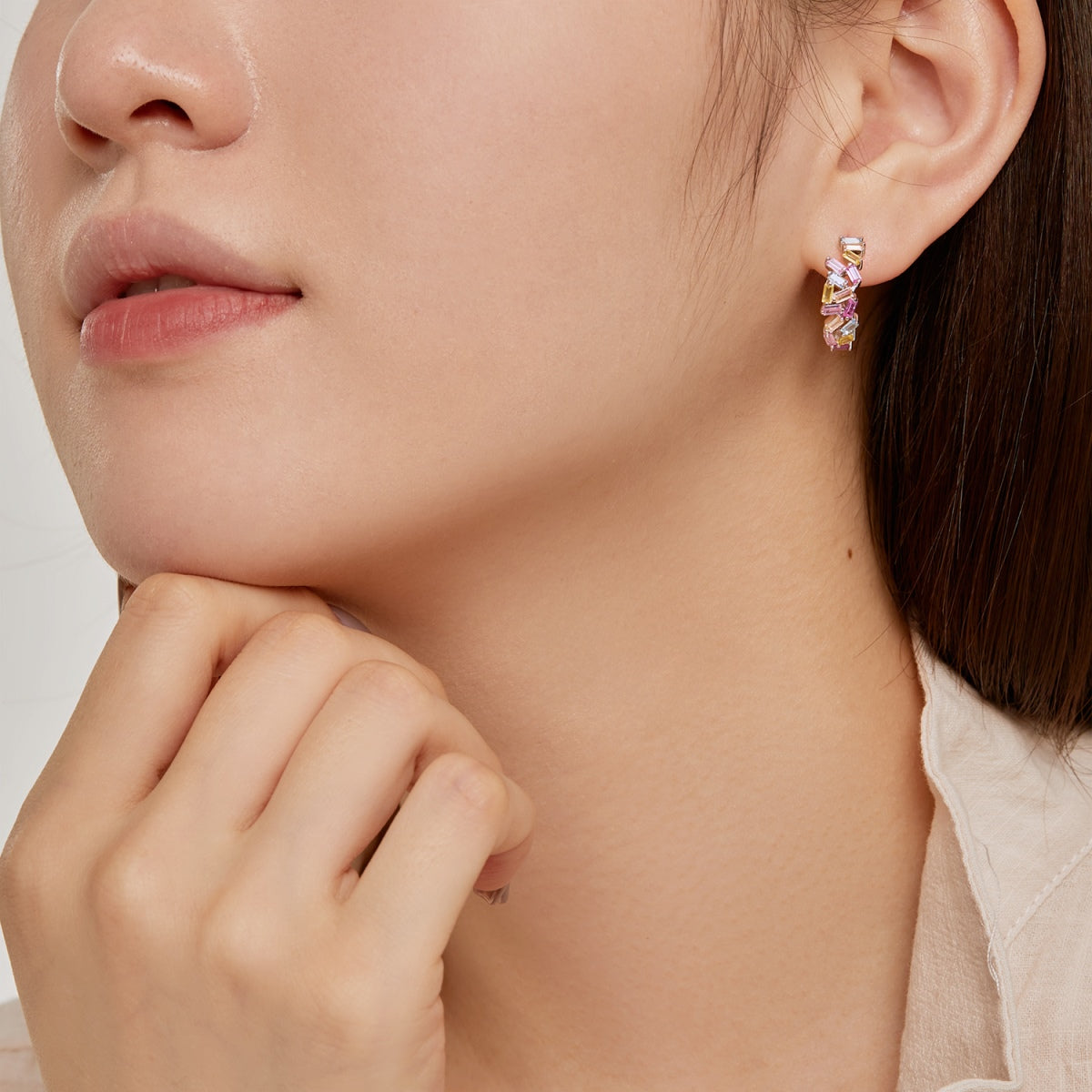 Angela Jewelry]Dazzling Colorful Emerald Cut Daily Earrings