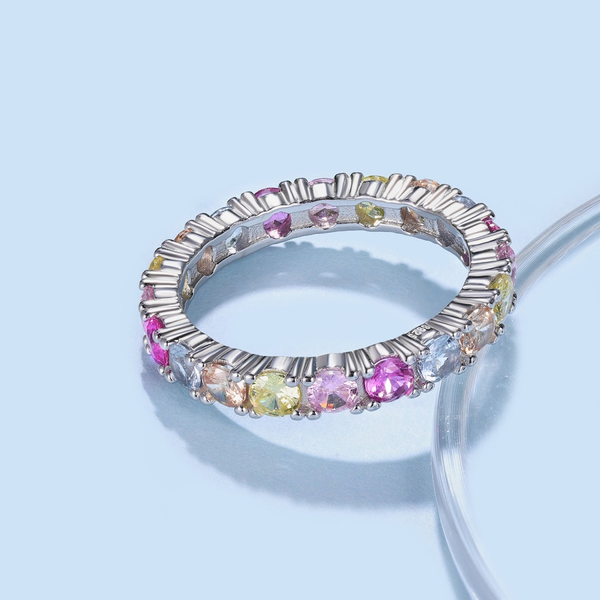 Angela Jewelry]Dazzling Lustrous Round Cut Tennis Ring