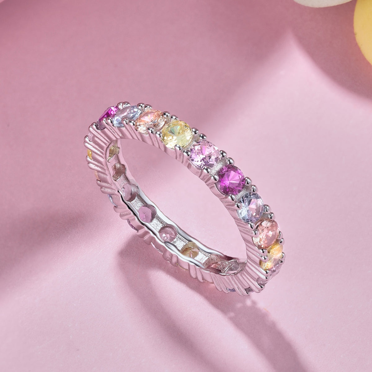 Angela Jewelry]Dazzling Lustrous Round Cut Tennis Ring