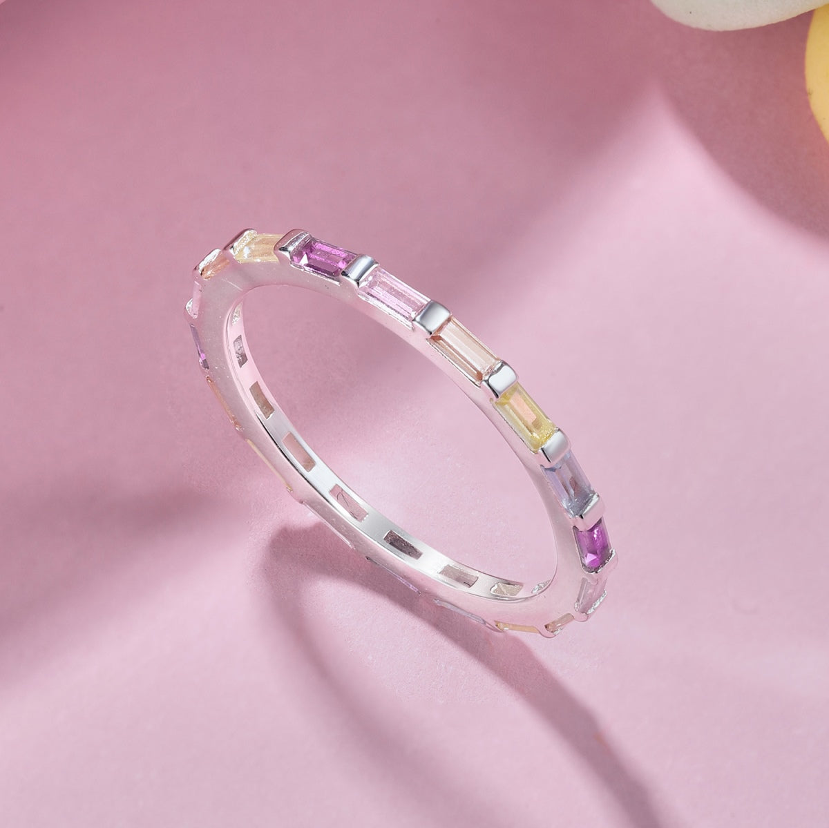 Angela Jewelry]Exquisite Multicolored Emerald Cut Daily Ring