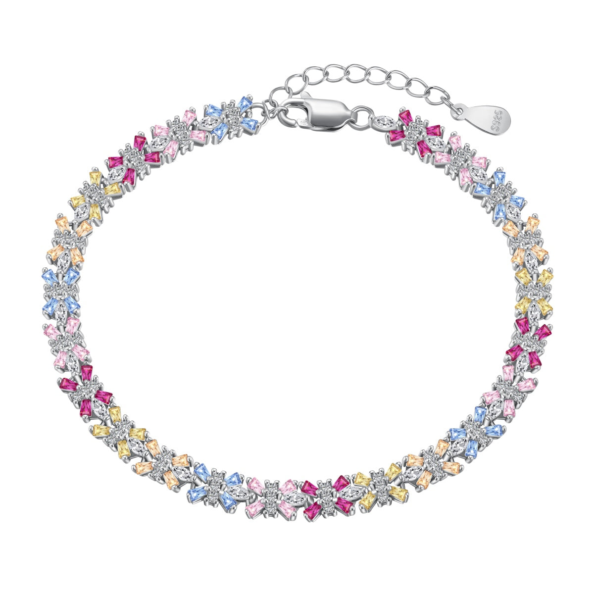 Angela Jewelry]Radiant Colorful Emerald Cut Party Bracelet