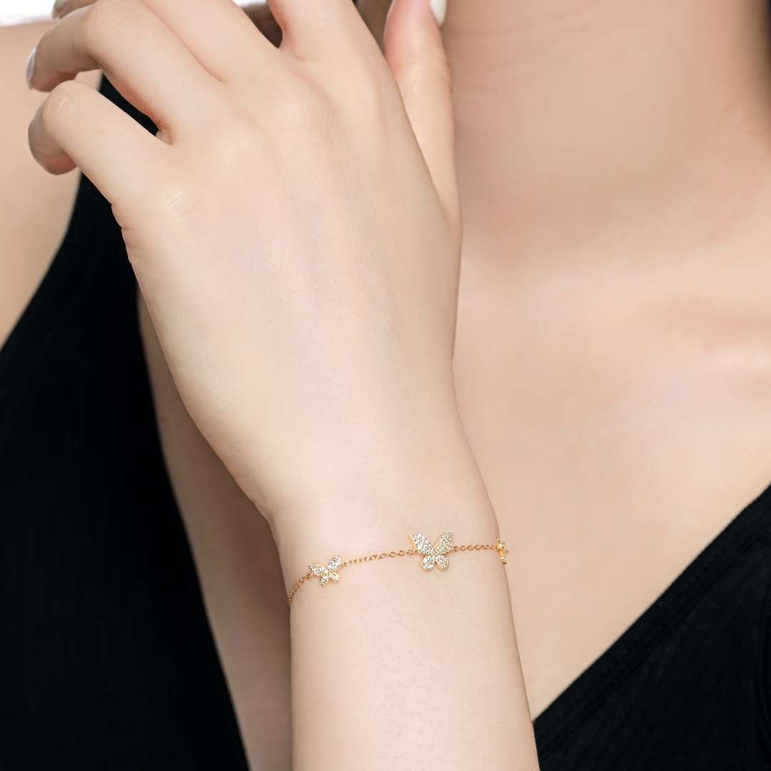 Angela Jewelry]Delicate Butterfly Pendant Bracelet
