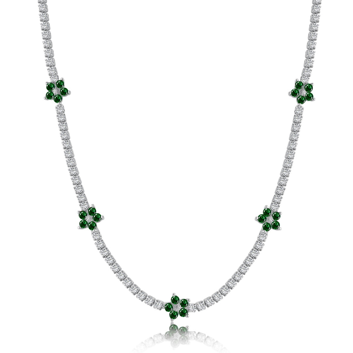 Angela Jewelry]Luxurious Colorful Flower Tennis Necklace