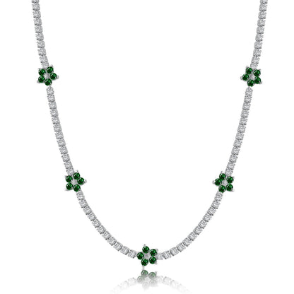 Angela Jewelry]Luxurious Colorful Flower Tennis Necklace