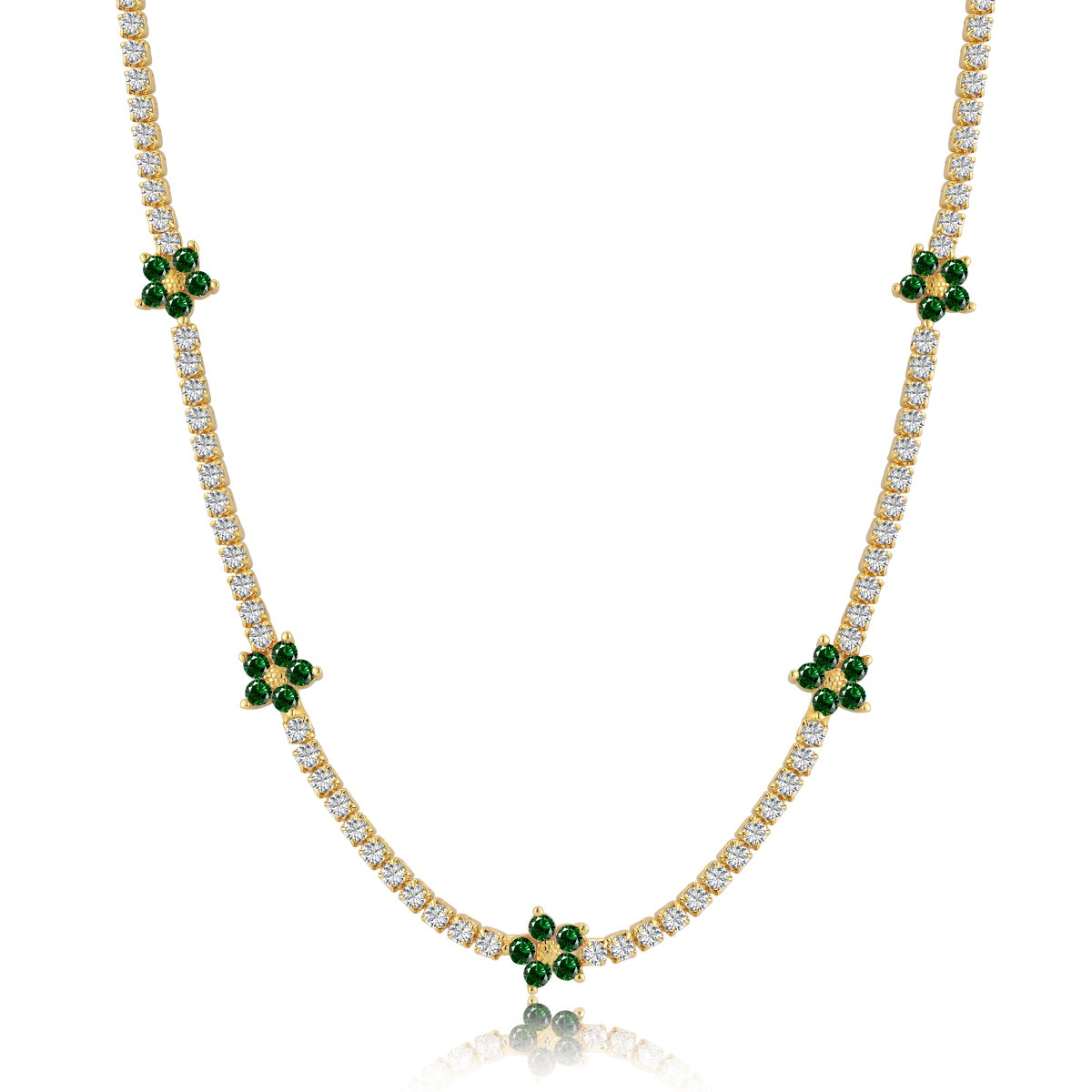 Angela Jewelry]Luxurious Colorful Flower Tennis Necklace