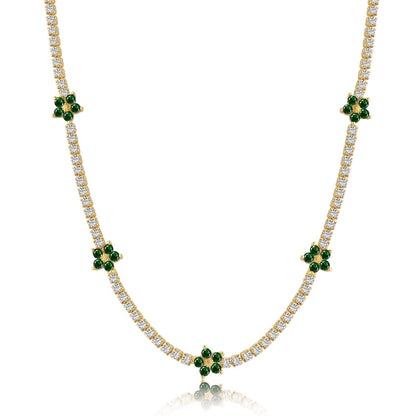 Angela Jewelry]Luxurious Colorful Flower Tennis Necklace