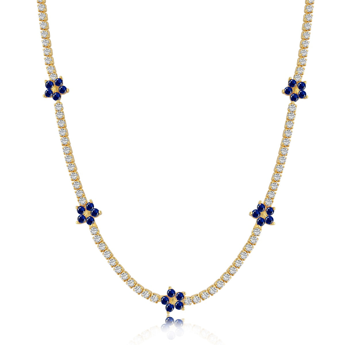 Angela Jewelry]Luxurious Colorful Flower Tennis Necklace