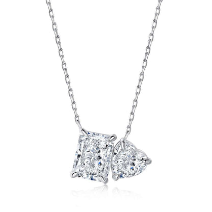 Angela Jewelry]Dazzling Square & Heart Shape Necklace