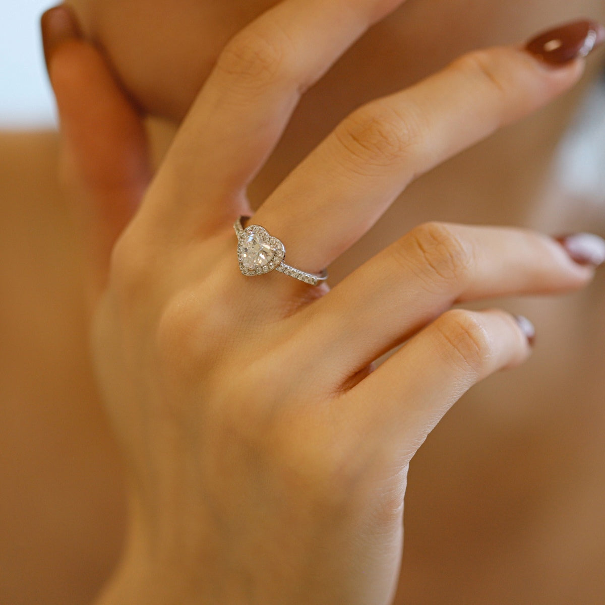 Angela Jewelry]Eternity Splashy Romantic Heart Shape Lover Ring
