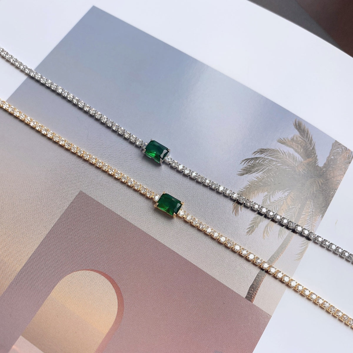 Angela Jewelry]1.0 Carat Unique Emerald Cut Banquet Bracelet