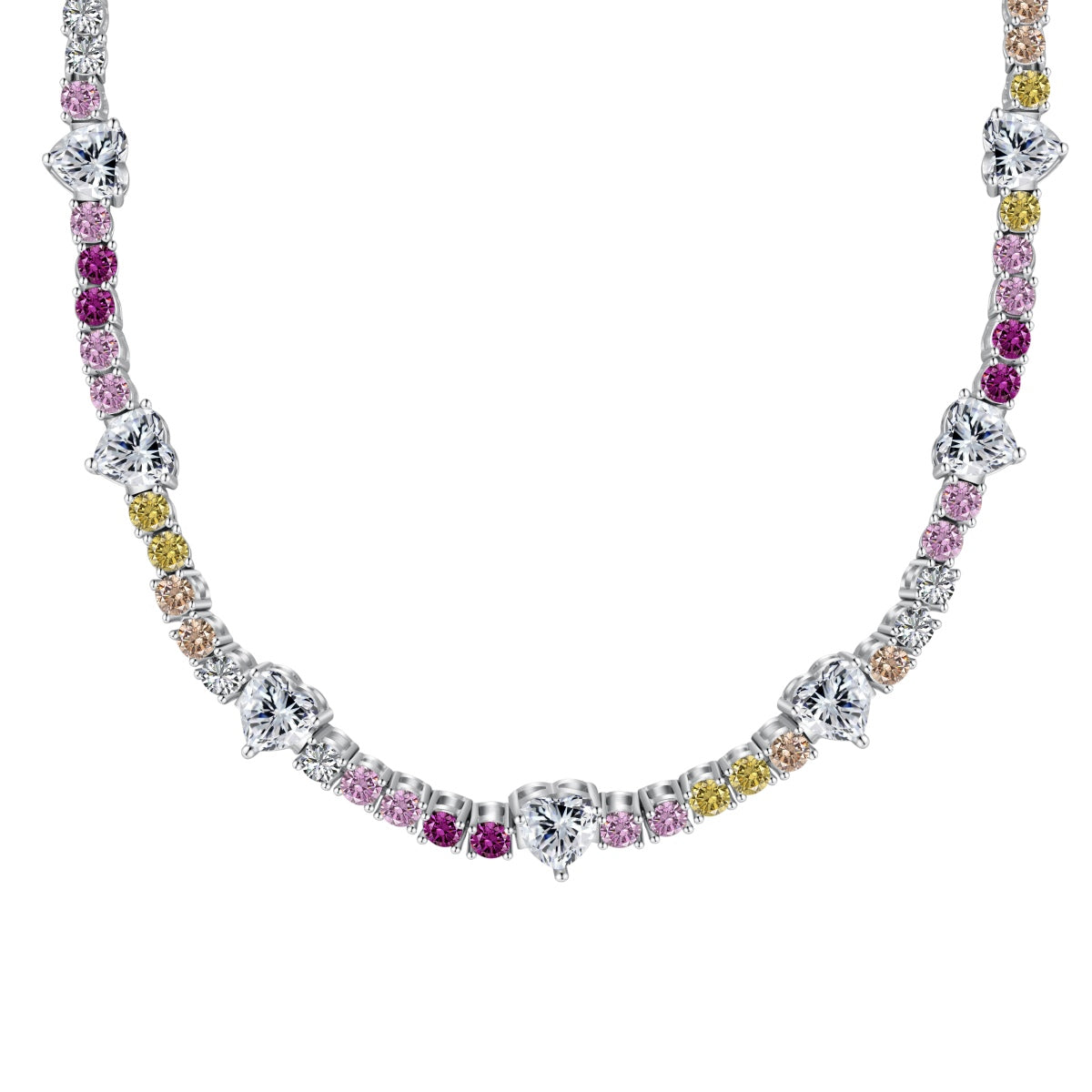Angela Jewelry]Delicate Colorful Rainbow Tennis Chain