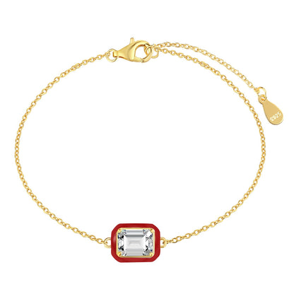 Angela Jewelry]2.0 Carat Sparkling Colorful Emerald Cut Daily Bracelet