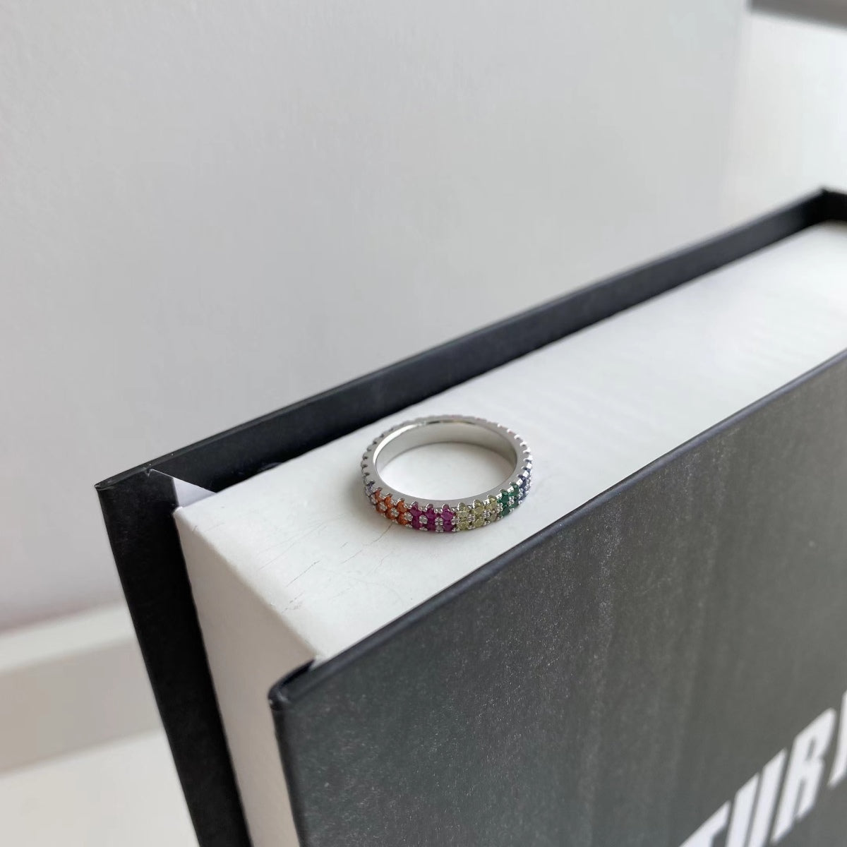Angela Jewelry]Unique Colorful Round Cut Tennis Ring