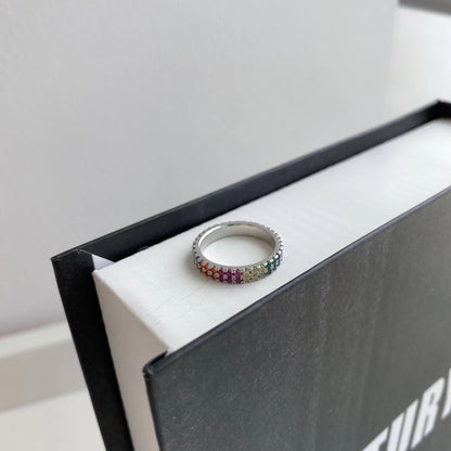 Angela Jewelry]Unique Colorful Round Cut Tennis Ring