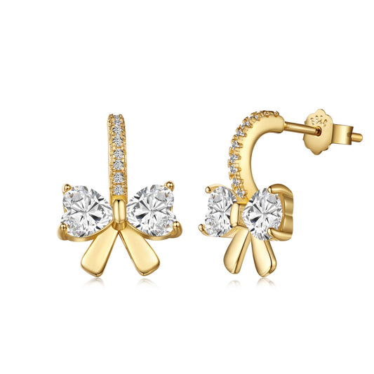 Angela Jewelry]Exquisite Earrings With Heart-Shaped Bow Design