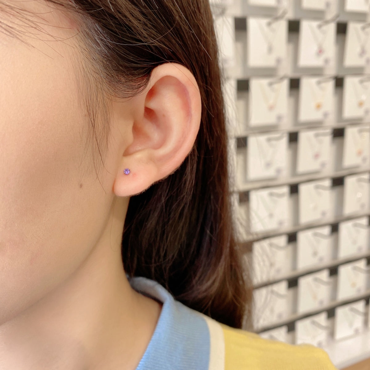 Angela Jewelry]Delicate Solitaire Earrings