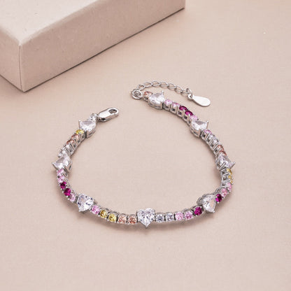 Angela Jewelry]Romantic Heart Shape Round Cut Lover Bracelet