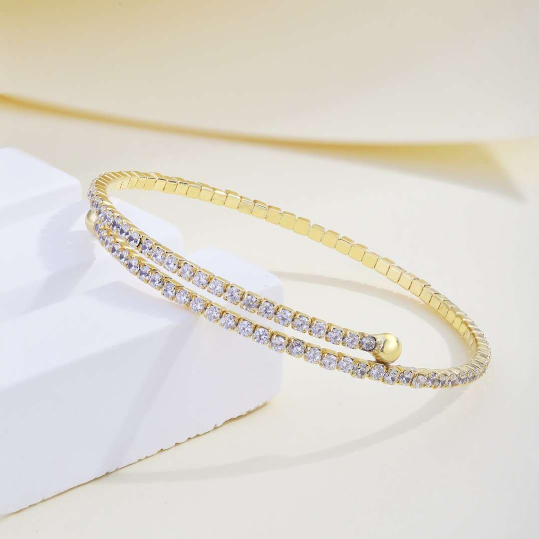 Angela Jewelry]Row of Diamonds Round Fashion Bracelet