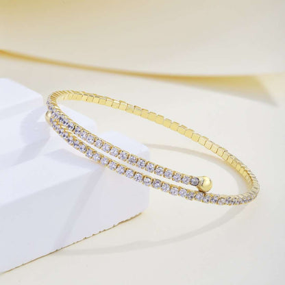 Angela Jewelry]Row of Diamonds Round Fashion Bracelet