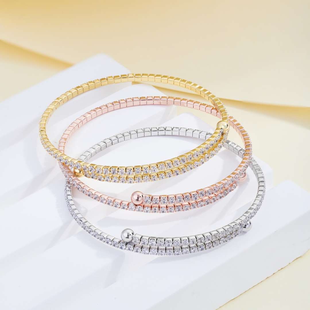 Angela Jewelry]Row of Diamonds Round Fashion Bracelet