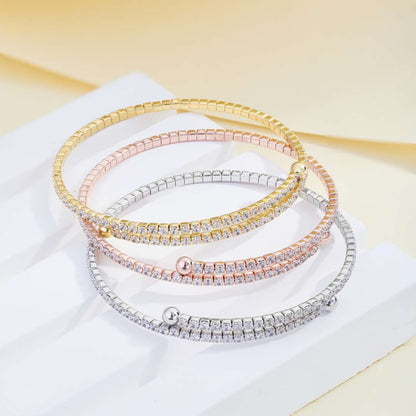 Angela Jewelry]Row of Diamonds Round Fashion Bracelet