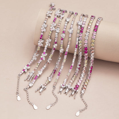 Angela Jewelry]Sparkling Colorful Full Heart Tennis Necklace