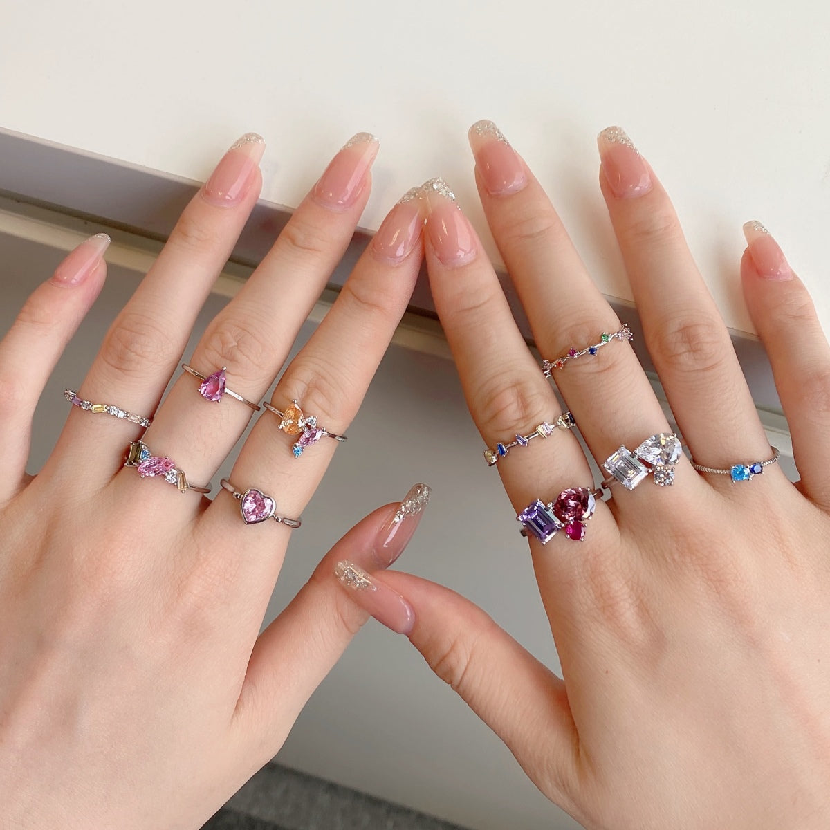 Angela Jewelry]Radiant Colorful Round Cut Daily Ring