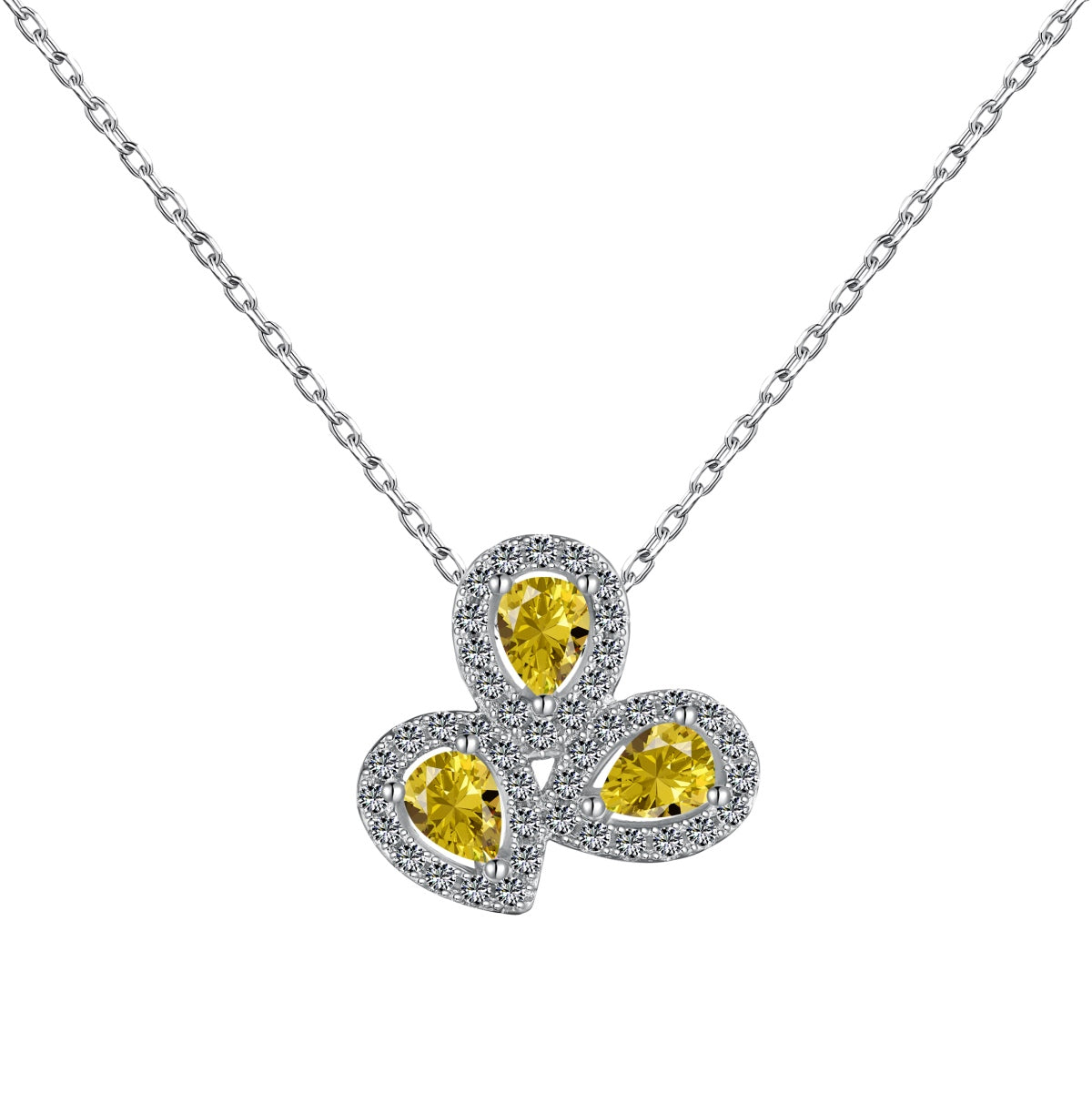 Angela Jewelry]Elegant Flower Shape Pear Cut Necklace