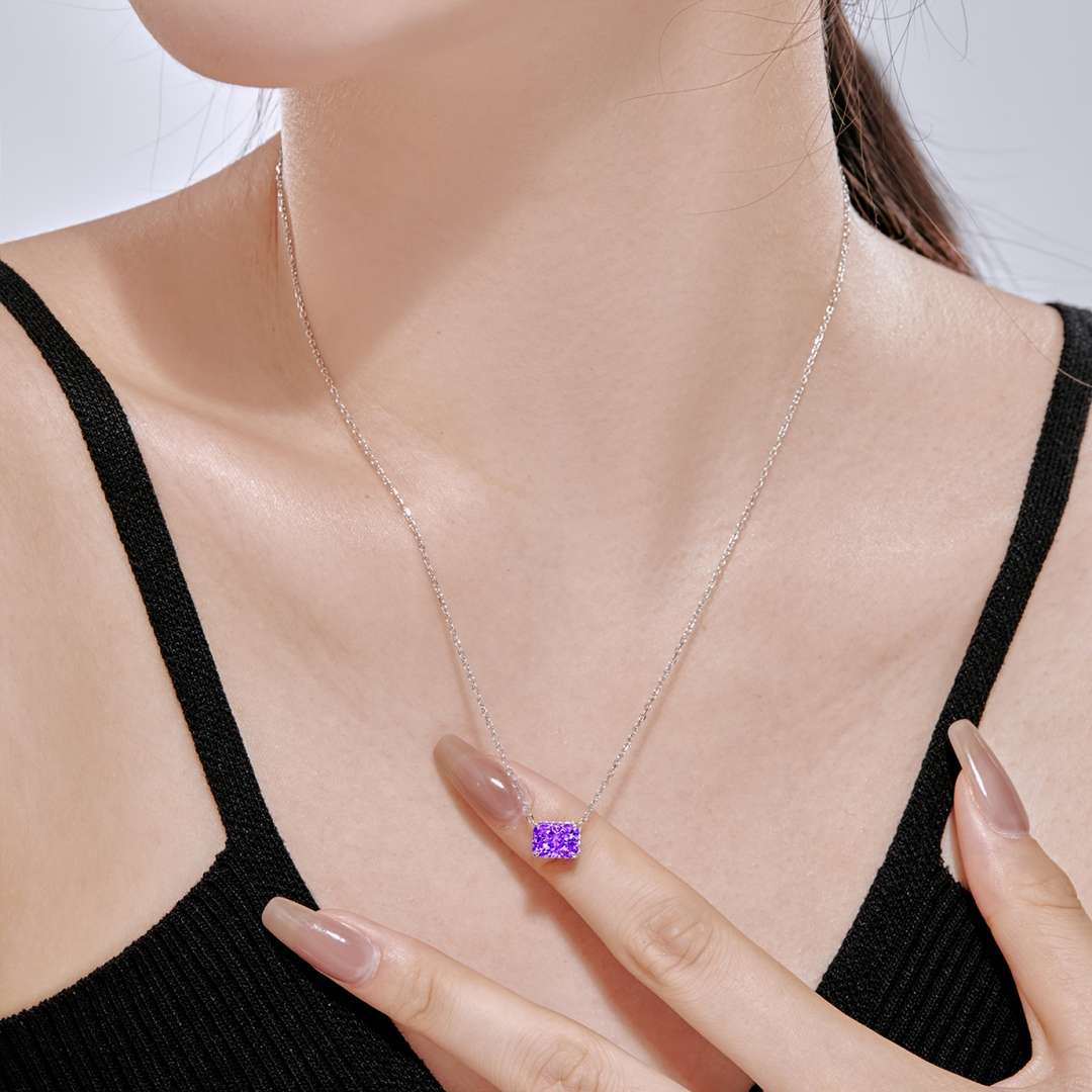 Angela Jewelry]Luxurious Square Shape Colorful Necalack