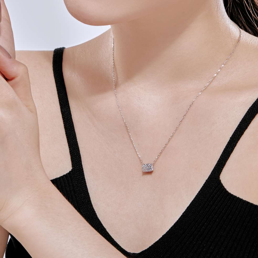 Angela Jewelry]Luxurious Square Shape Colorful Necalack