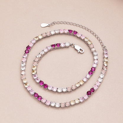 Angela Jewelry]Delicate Colorful Tennis Necklace