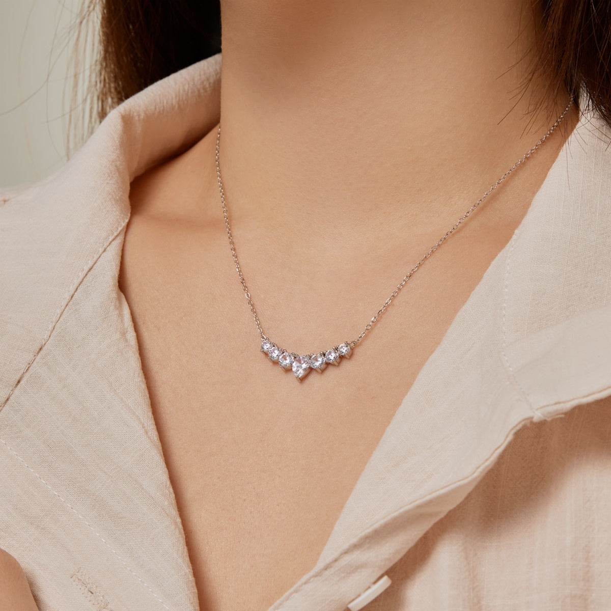 Angela Jewelry]Dainty Colorful Heart Necklace