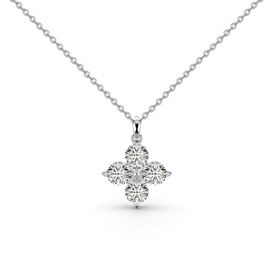 Angela Jewelry]Four-Leaf Clover And Eight-Pointed Star Necklace