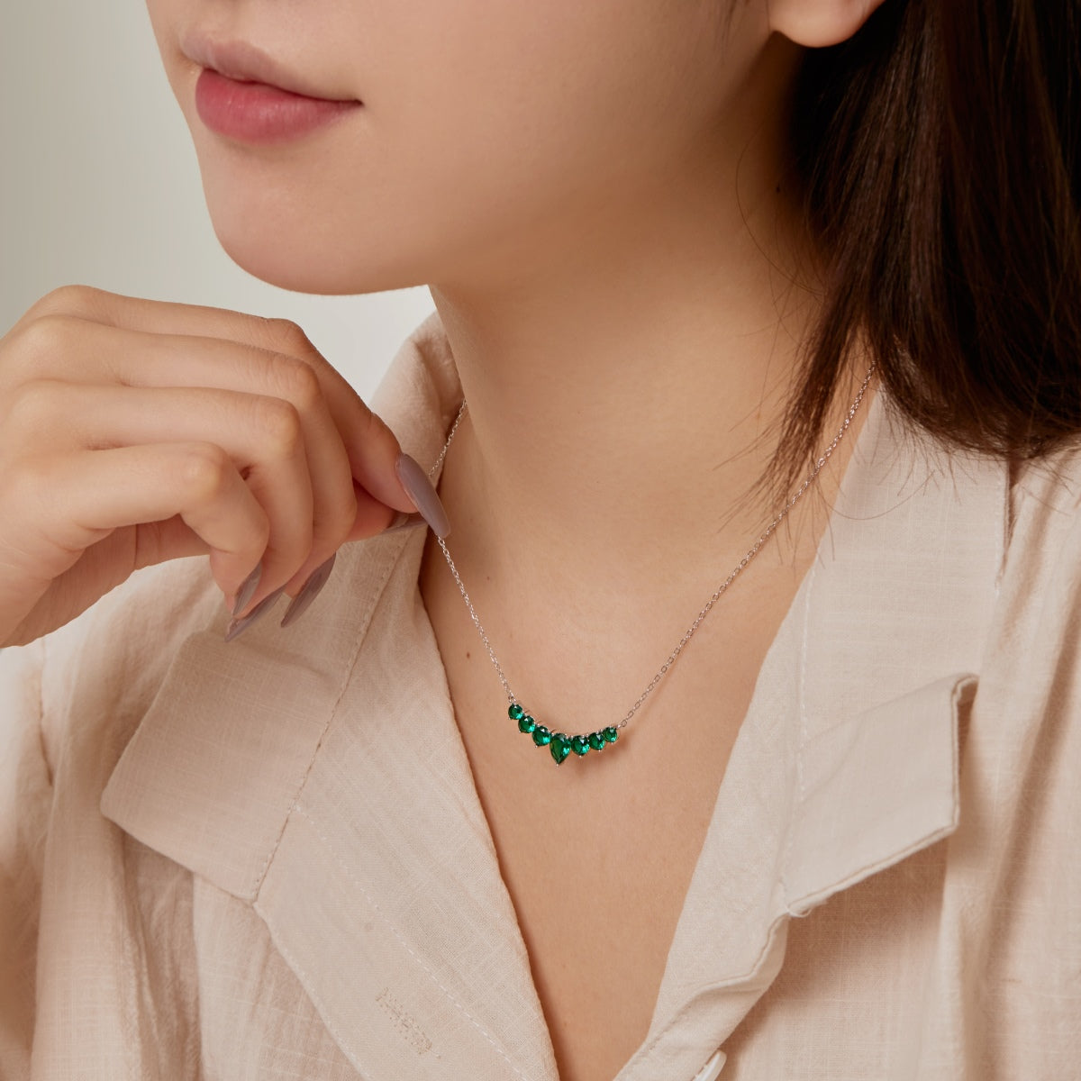 Angela Jewelry]Dainty Colorful Heart Necklace