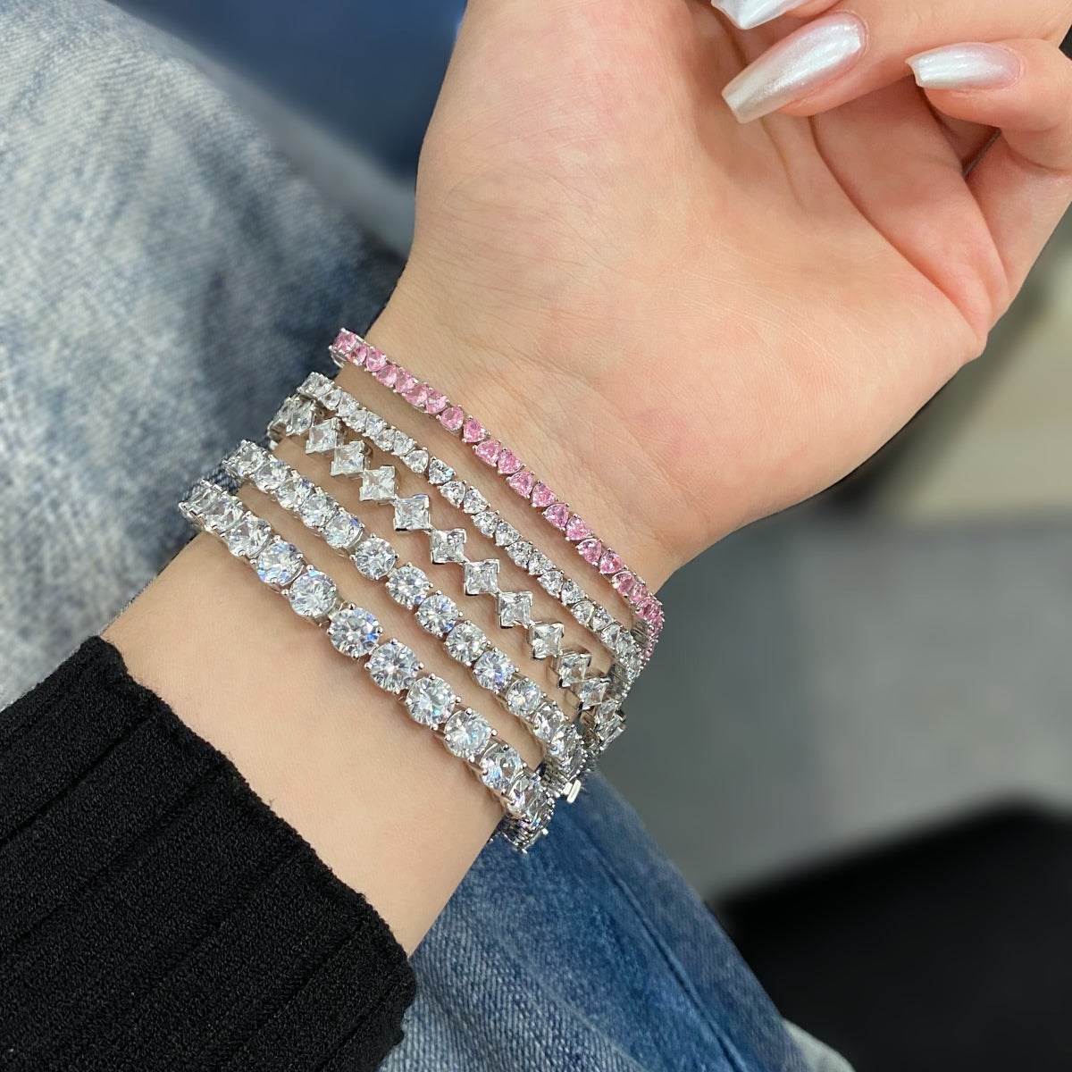 Angela Jewelry]0.5 Carat Ornate Princess Cut Daily Bracelet