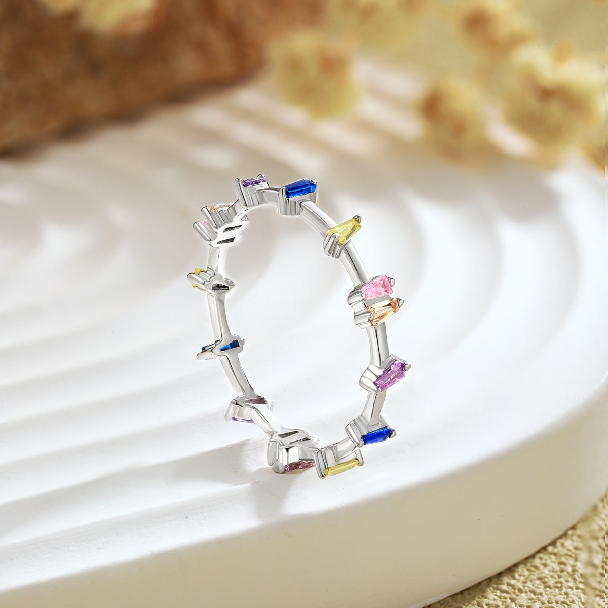 Angela Jewelry]Unique Trapezoid Cut Daily Ring