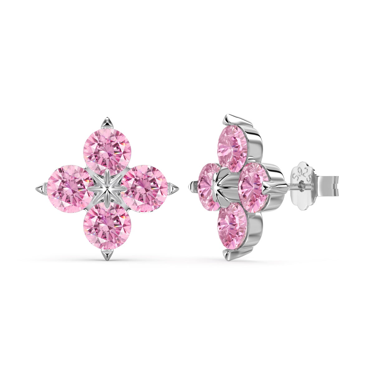 Angela Jewelry]Four-Leaf Clover Eight-Pointed Star Earrings