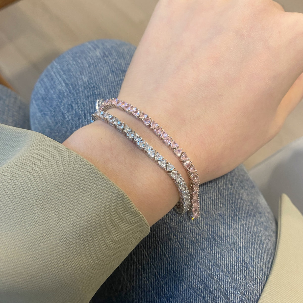 Angela Jewelry]Dazzling Romantic Heart Shape Lover Bracelet