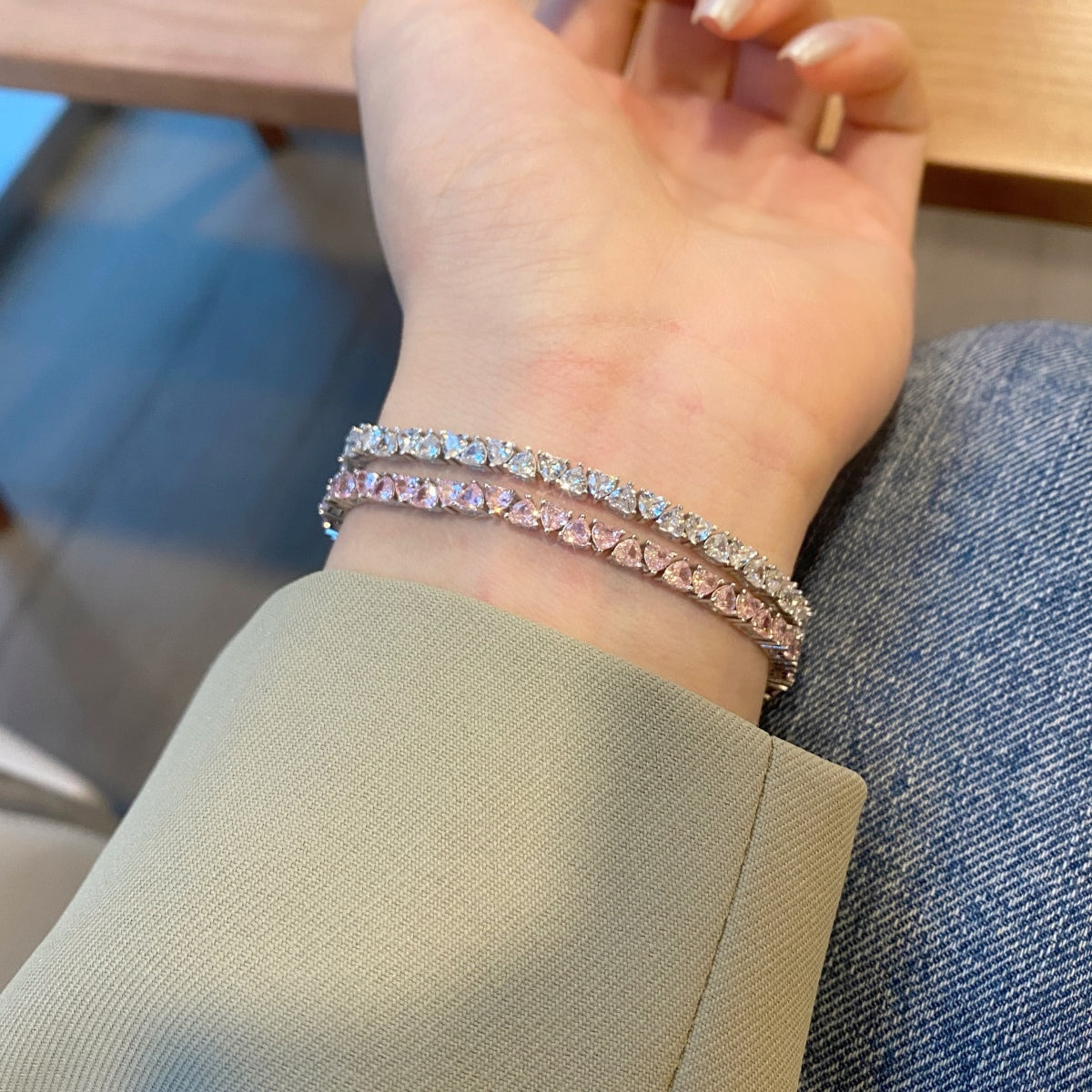 Angela Jewelry]Dazzling Romantic Heart Shape Lover Bracelet