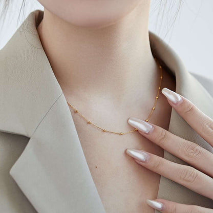 Angela Jewelry]Small Bead Clavicle Chain Simple Necklace
