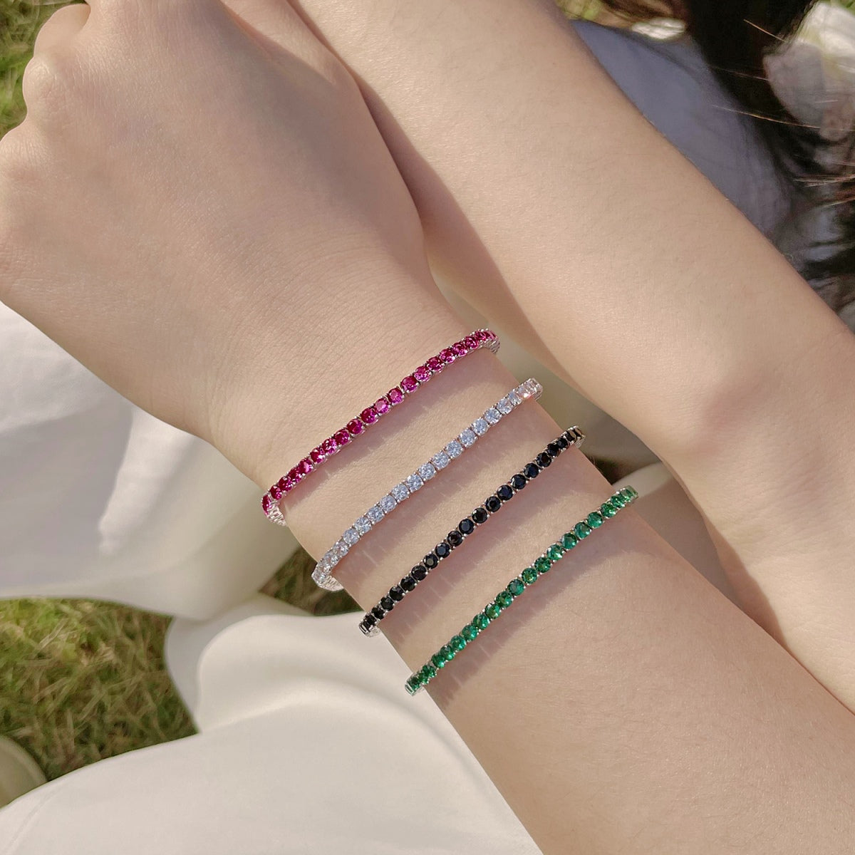 Angela Jewelry]Radiant Colorful Round Cut Party Bracelet