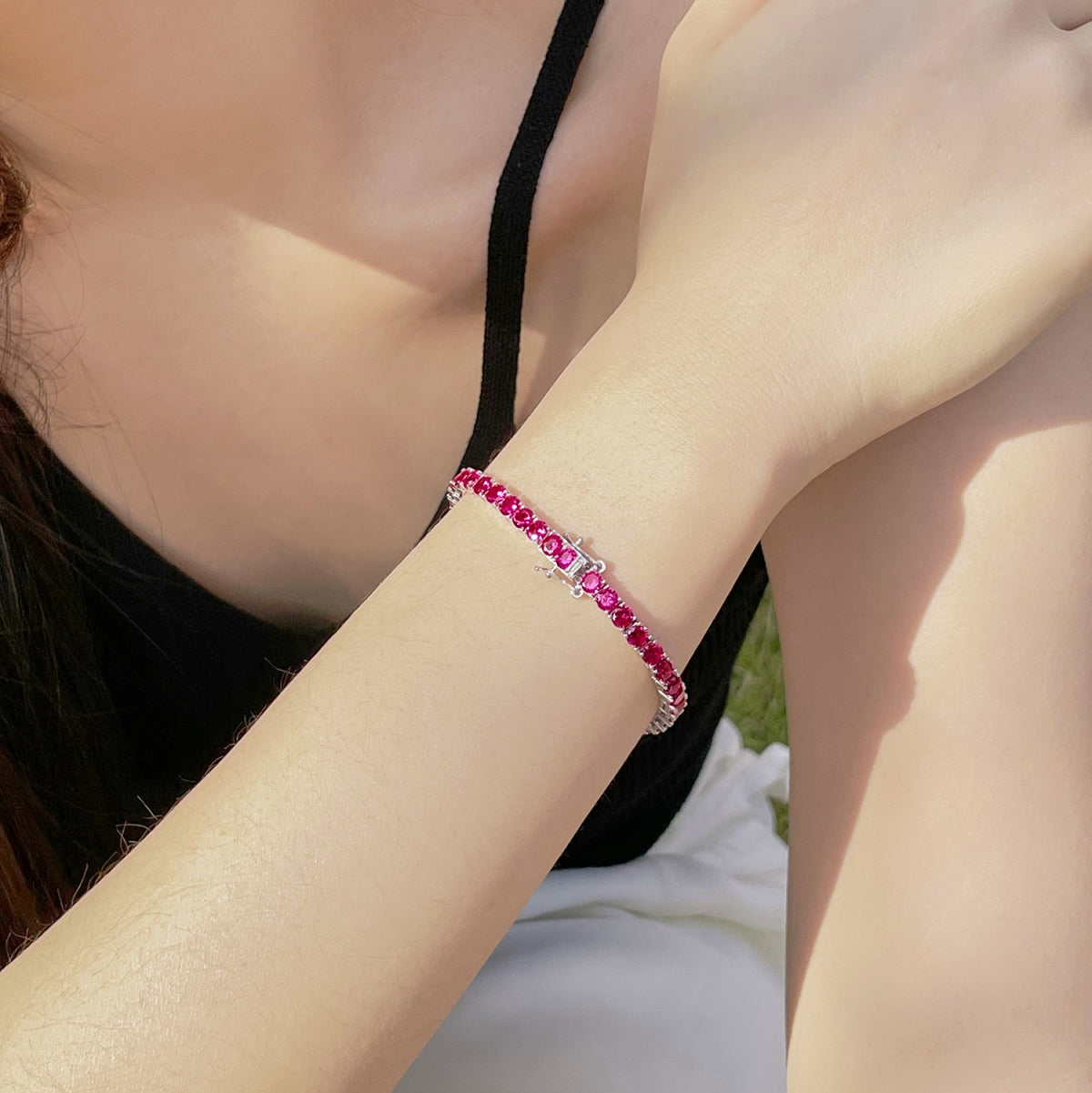 Angela Jewelry]Radiant Colorful Round Cut Party Bracelet