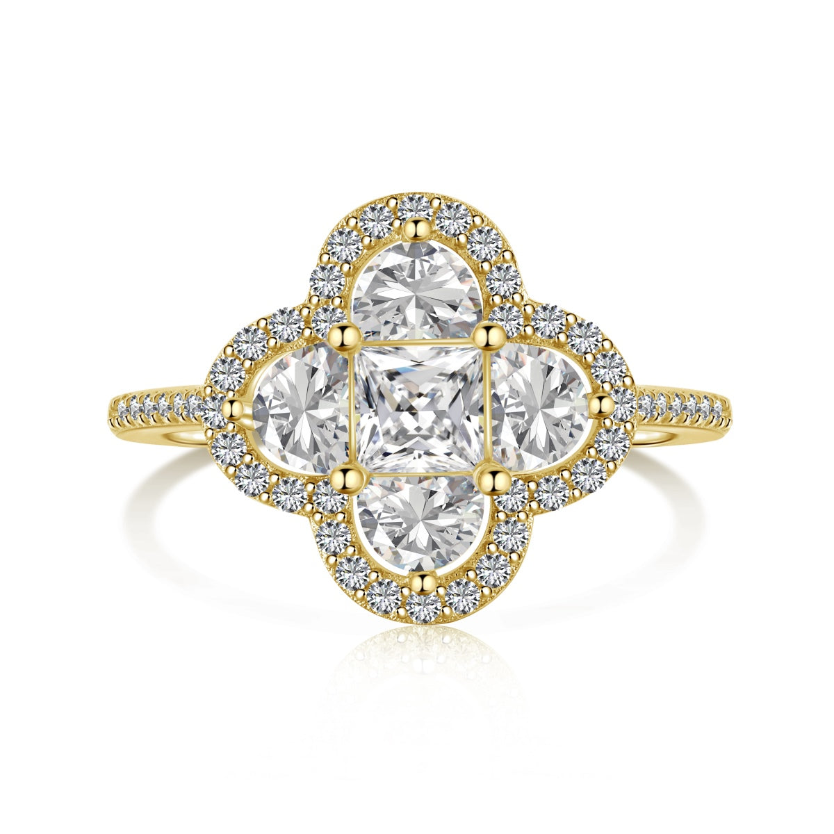 Angela Jewelry]Luxurious Eternity Flower Shape Banquet Ring