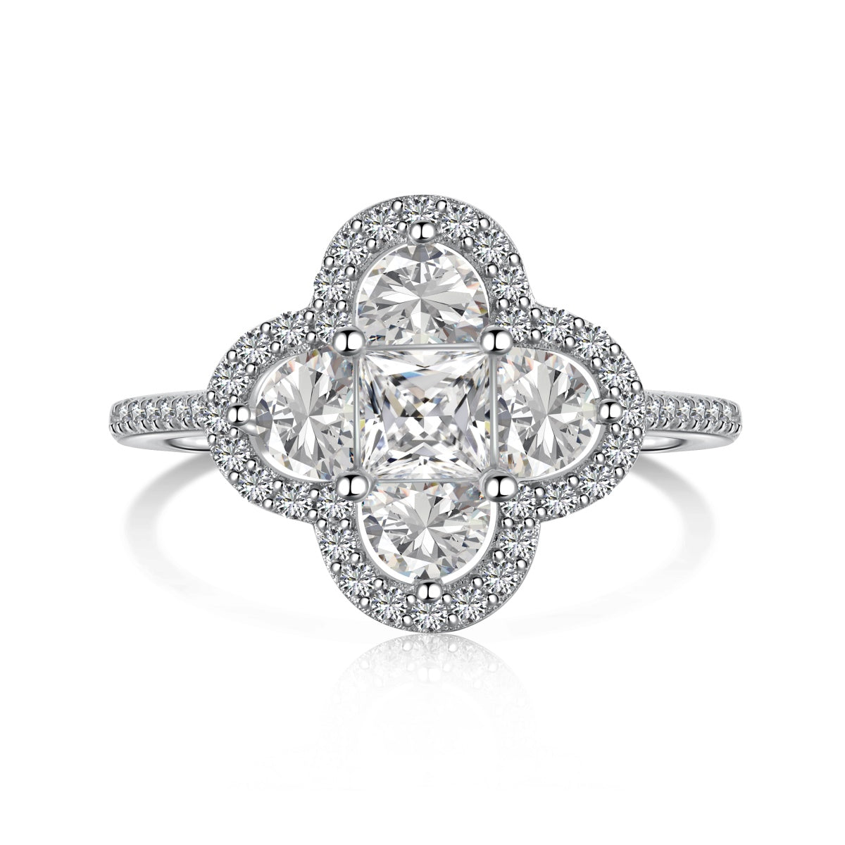 Angela Jewelry]Luxurious Eternity Flower Shape Banquet Ring