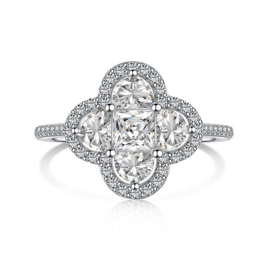 Angela Jewelry]Luxurious Eternity Flower Shape Banquet Ring