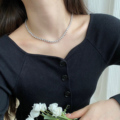 Angela Jewelry]Ornate Heart Cut Tennis Necklace