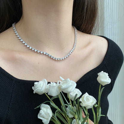 Angela Jewelry]Ornate Heart Cut Tennis Necklace