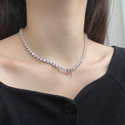 Angela Jewelry]Ornate Heart Cut Tennis Necklace